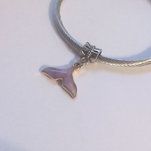 Purple Enamel Mermaid Fin Dangle Charm‎ for Pandora Style Bracelet - Picture 2 of 4